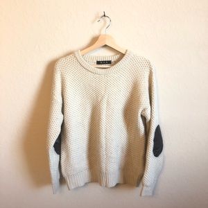 Mak Beige Sweater With Elbow Patches Size Large